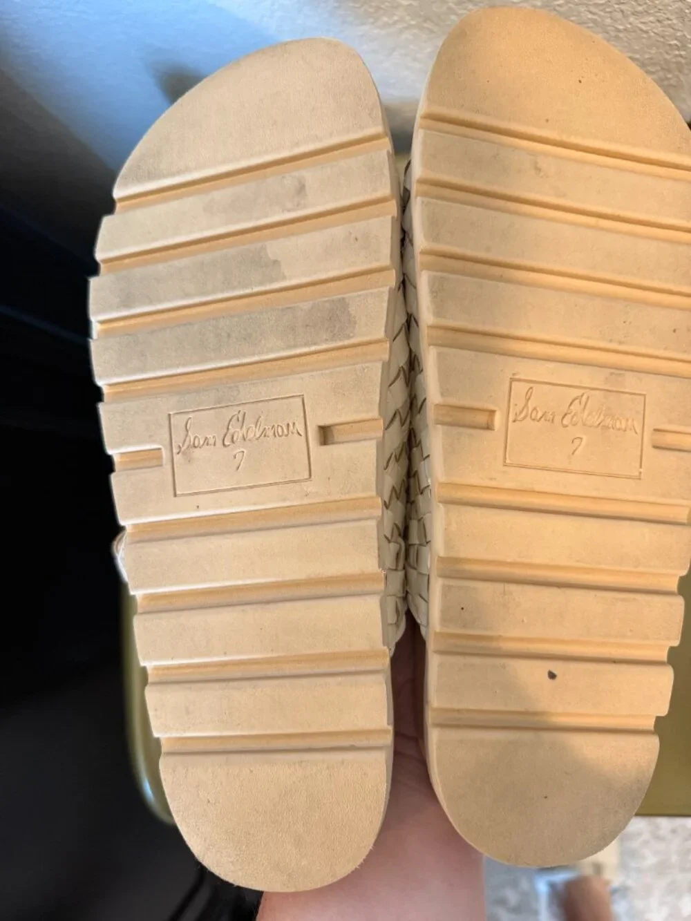 Sam Edelman Ivory Tiffanie Woven Leather Slides Size 7